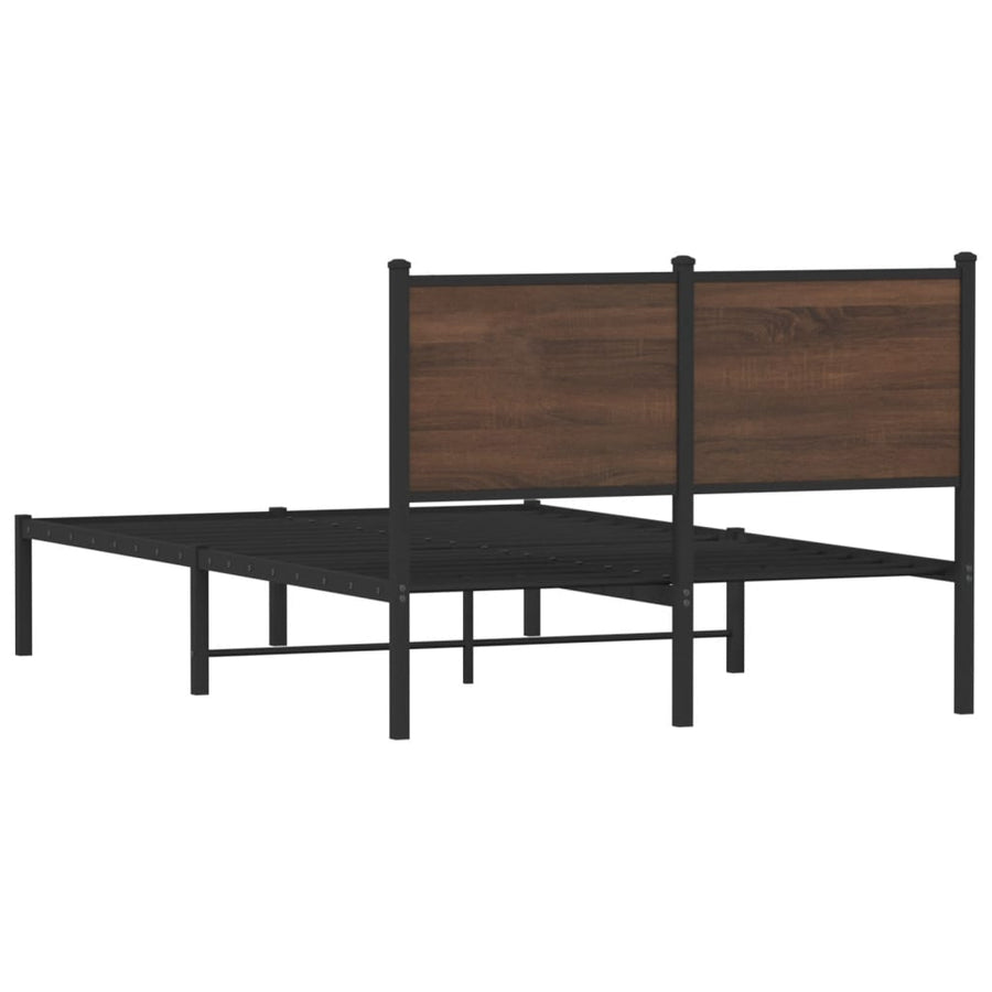 Bedframe met hoofdbord metaal bruin eikenkleurig 120x190 cm