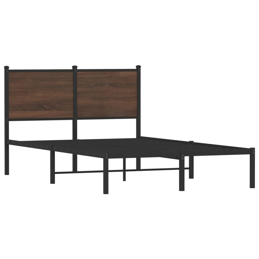 Bedframe met hoofdbord metaal bruin eikenkleurig 120x200 cm