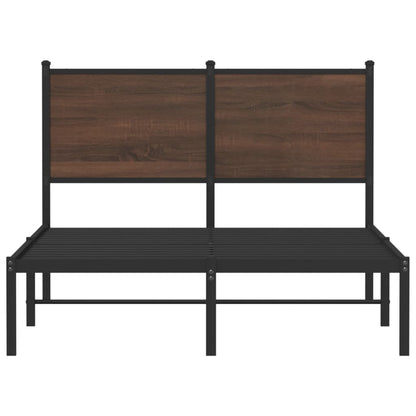 Bedframe met hoofdbord metaal bruin eikenkleurig 120x200 cm