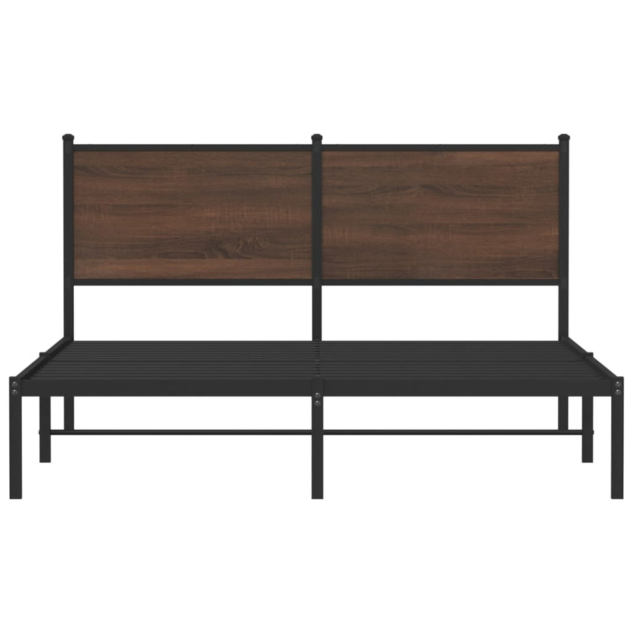 Bedframe met hoofdbord metaal bruin eikenkleurig 140x200 cm