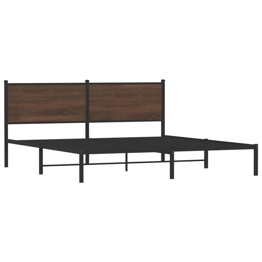 Bedframe met hoofdbord metaal bruin eikenkleurig 160x200 cm