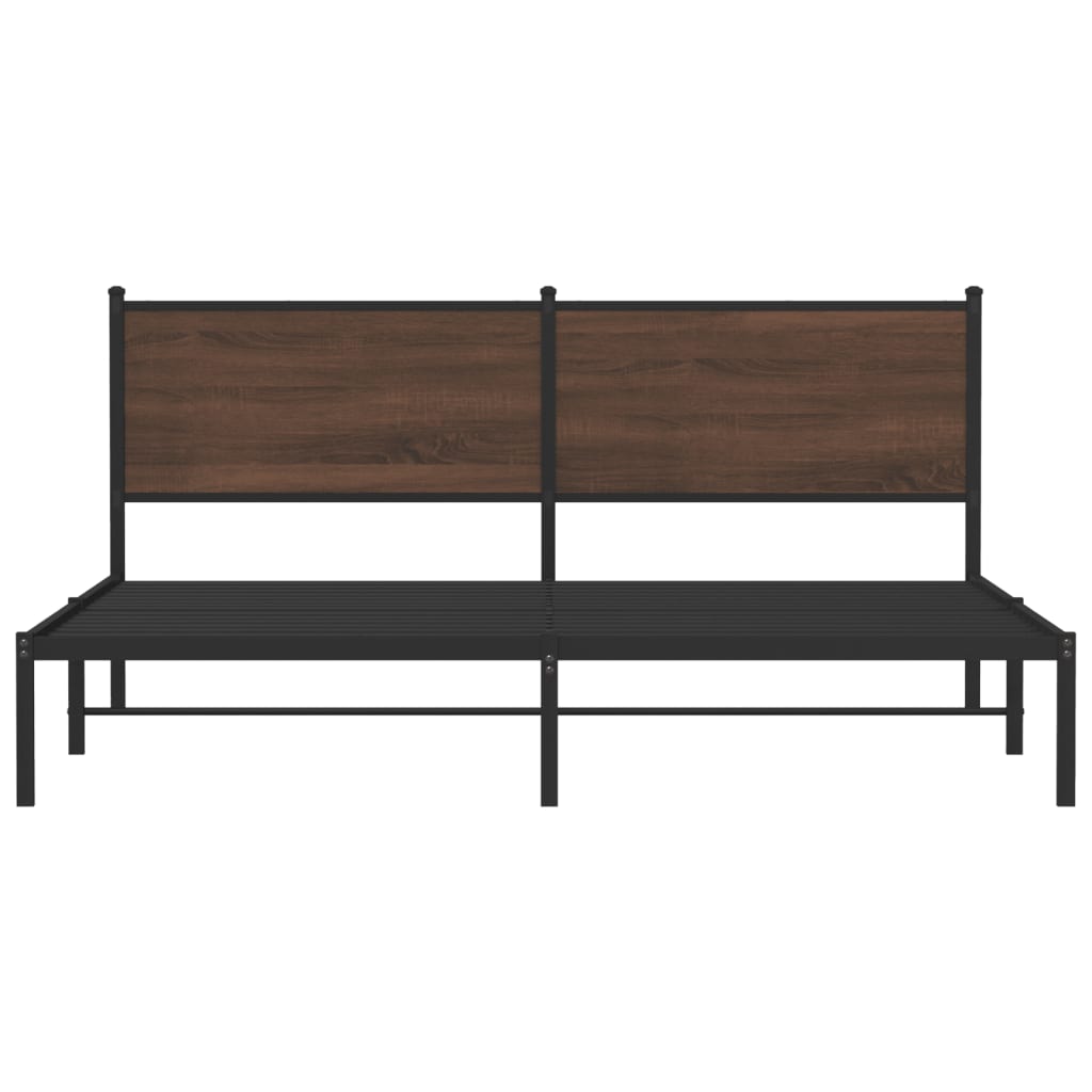 Bedframe met hoofdbord metaal bruin eikenkleurig 160x200 cm