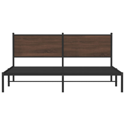 Bedframe met hoofdbord metaal bruin eikenkleurig 160x200 cm