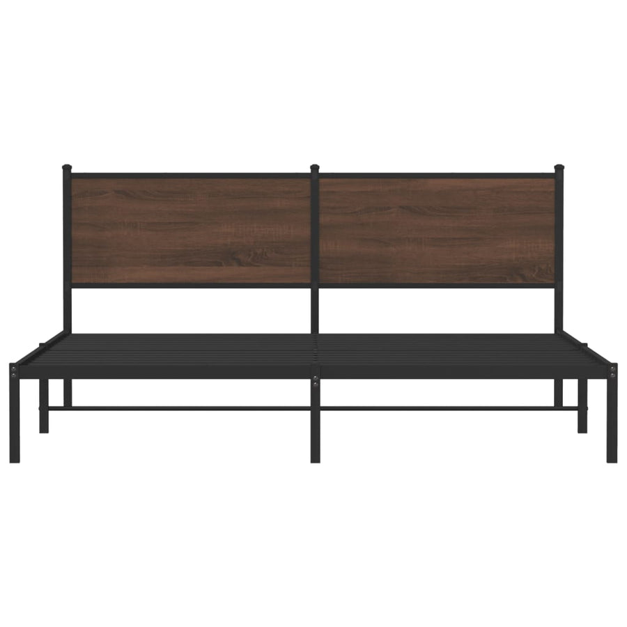 Bedframe met hoofdbord metaal bruin eikenkleurig 160x200 cm