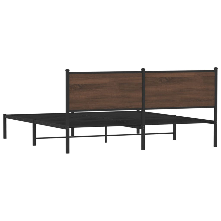 Bedframe met hoofdbord metaal bruin eikenkleurig 160x200 cm