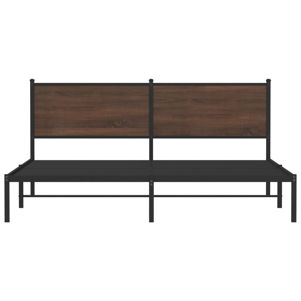 Bedframe met hoofdbord metaal bruin eikenkleur 180x200 cm