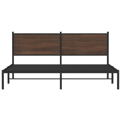 Bedframe met hoofdbord metaal bruin eikenkleur 183x213 cm