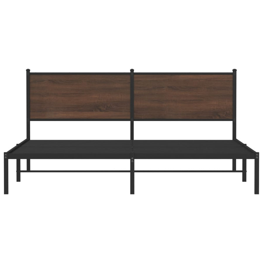 Bedframe met hoofdbord metaal bruin eikenkleur 183x213 cm