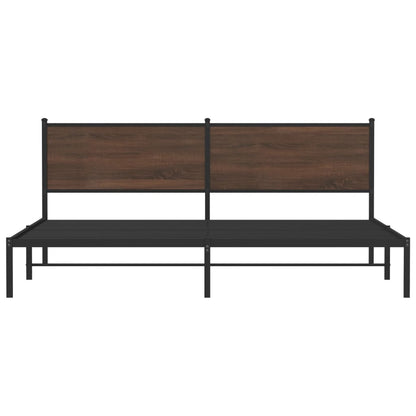 Bedframe met hoofdbord metaal bruin eikenkleur 193x203 cm