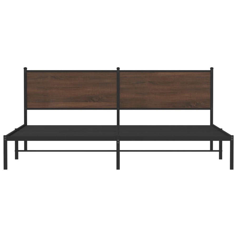 Bedframe met hoofdbord metaal bruin eikenkleur 193x203 cm