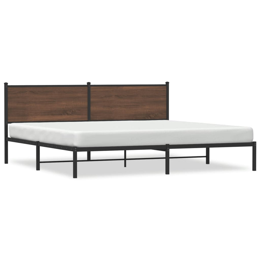 Bedframe met hoofdbord metaal bruin eikenkleur 193x203 cm