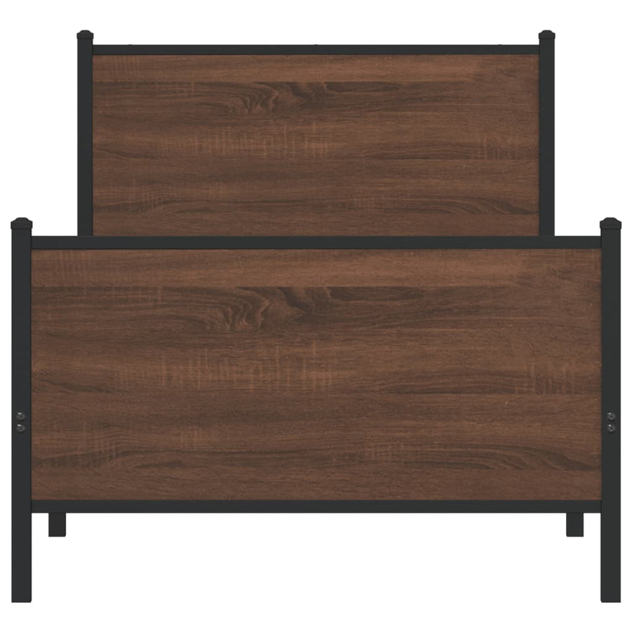 Bedframe hoofd- en voeteneinde metaal bruin eiken 90x190 cm
