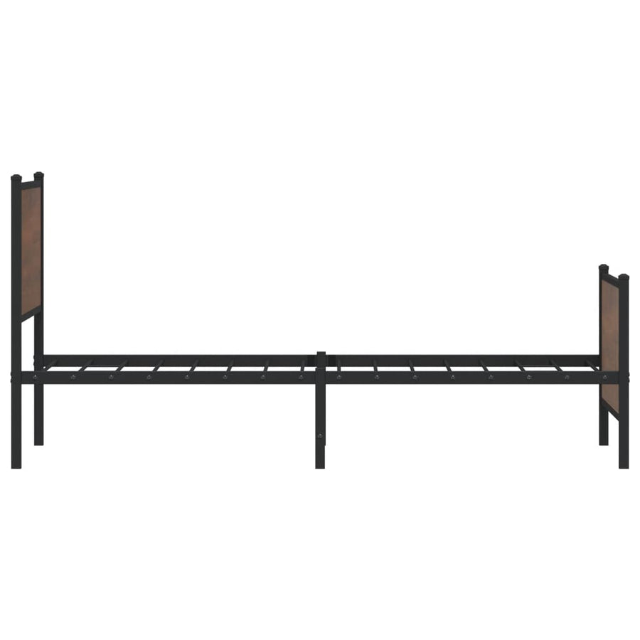Bedframe hoofd- en voeteneinde metaal bruin eiken 90x190 cm