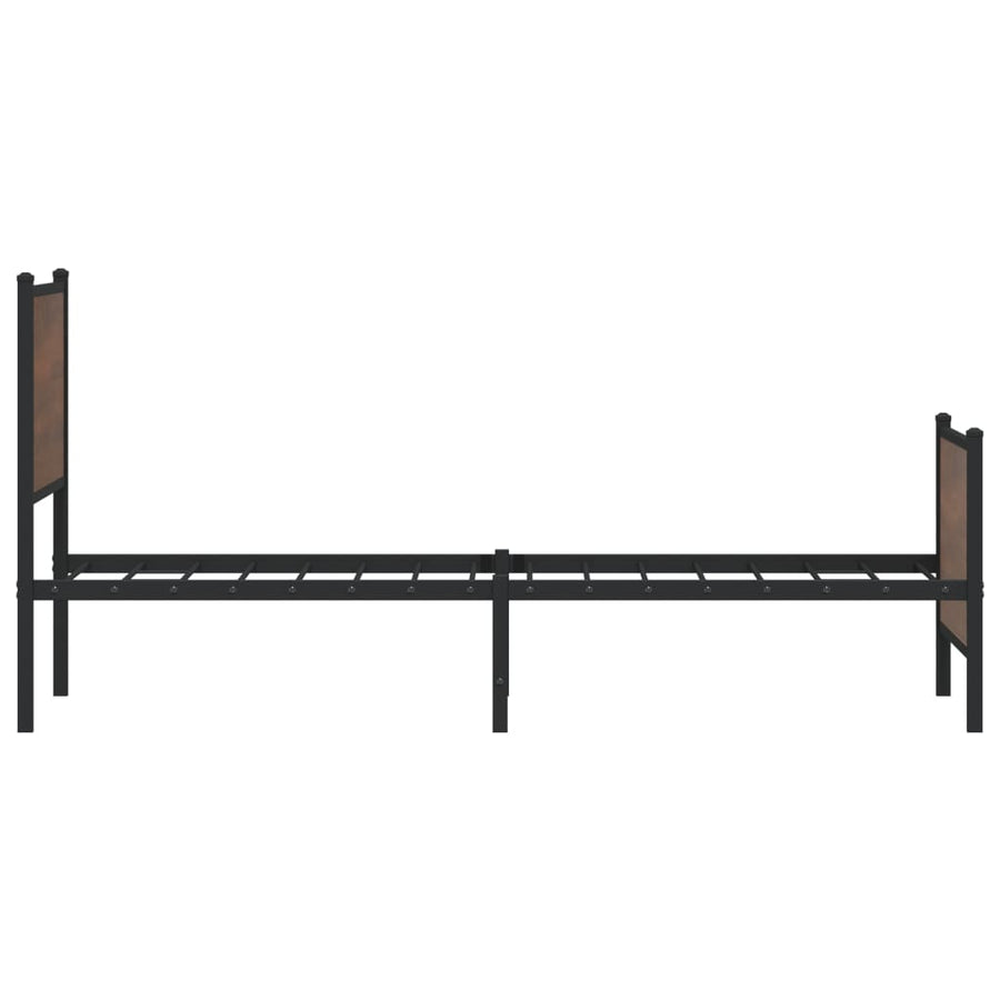 Bedframe hoofd- en voeteneinde metaal bruin eiken 90x200 cm