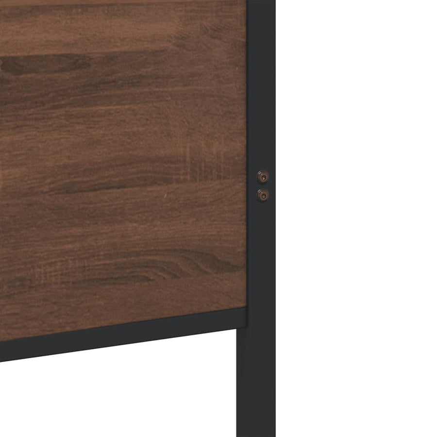 Bedframe hoofd- en voeteneinde metaal bruin eiken 100x190 cm