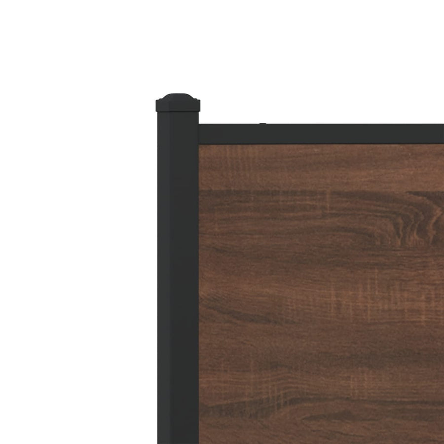 Bedframe hoofd- en voeteneinde metaal bruin eiken 100x190 cm