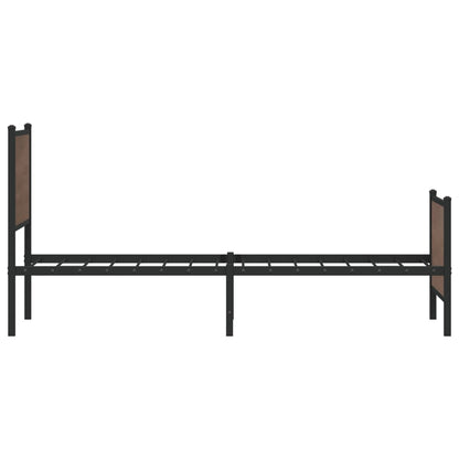 Bedframe hoofd- en voeteneinde metaal bruin eiken 100x200 cm