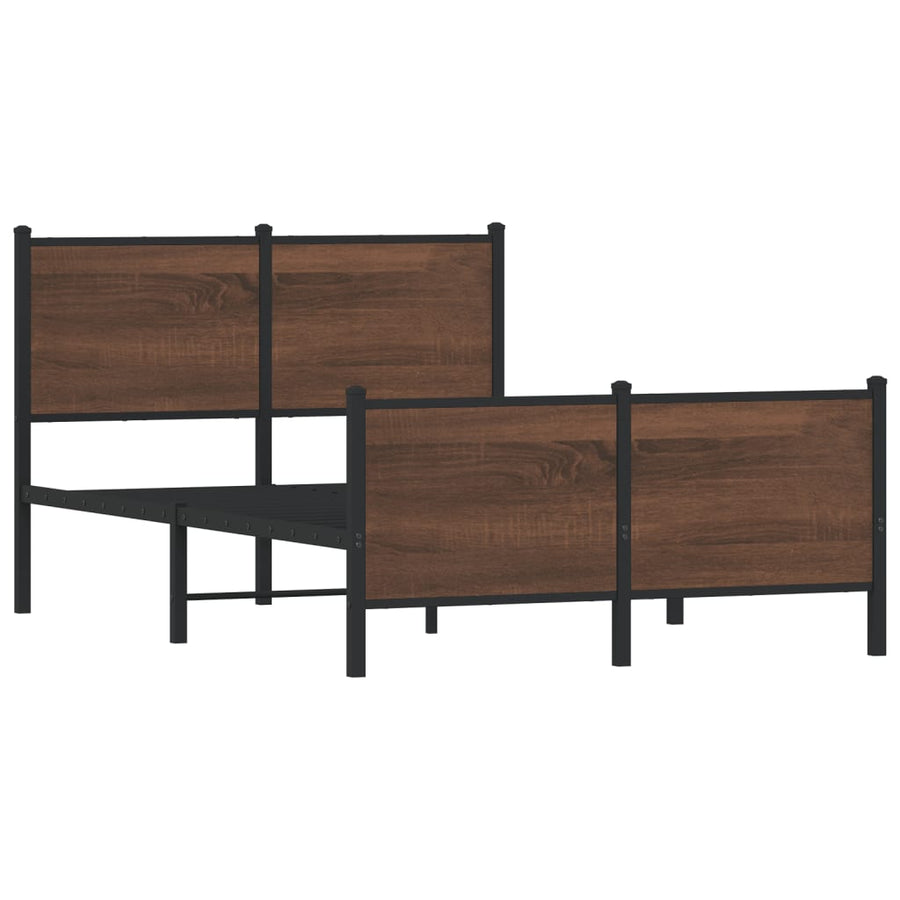 Bedframe hoofd- en voeteneinde metaal bruin eiken 120x190 cm