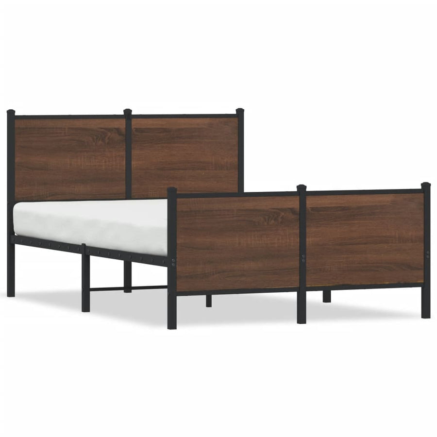 Bedframe hoofd- en voeteneinde metaal bruin eiken 120x190 cm