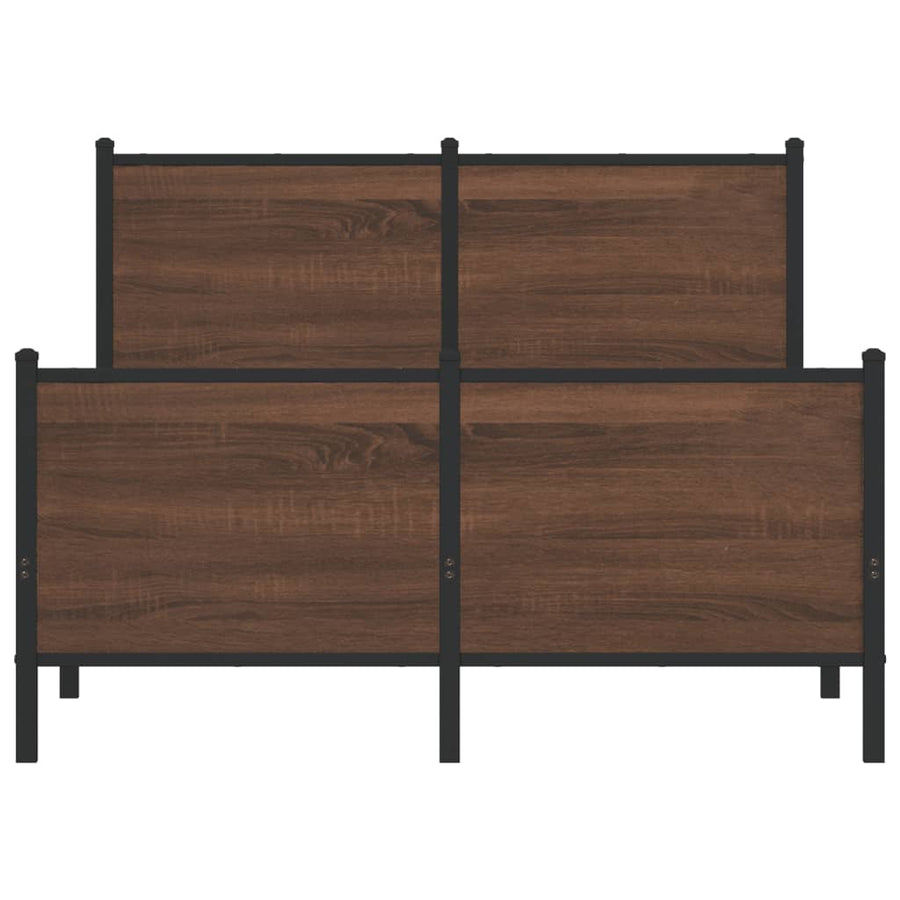 Bedframe hoofd- en voeteneinde metaal bruin eiken 120x190 cm