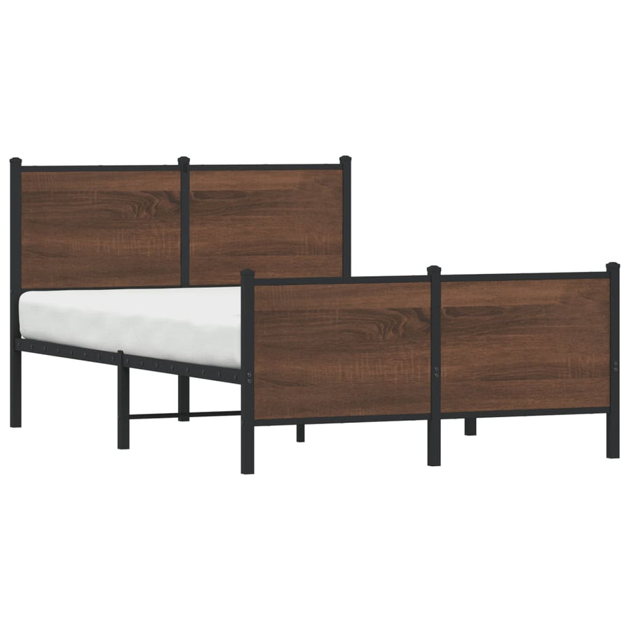 Bedframe hoofd- en voeteneinde metaal bruin eiken 120x200 cm