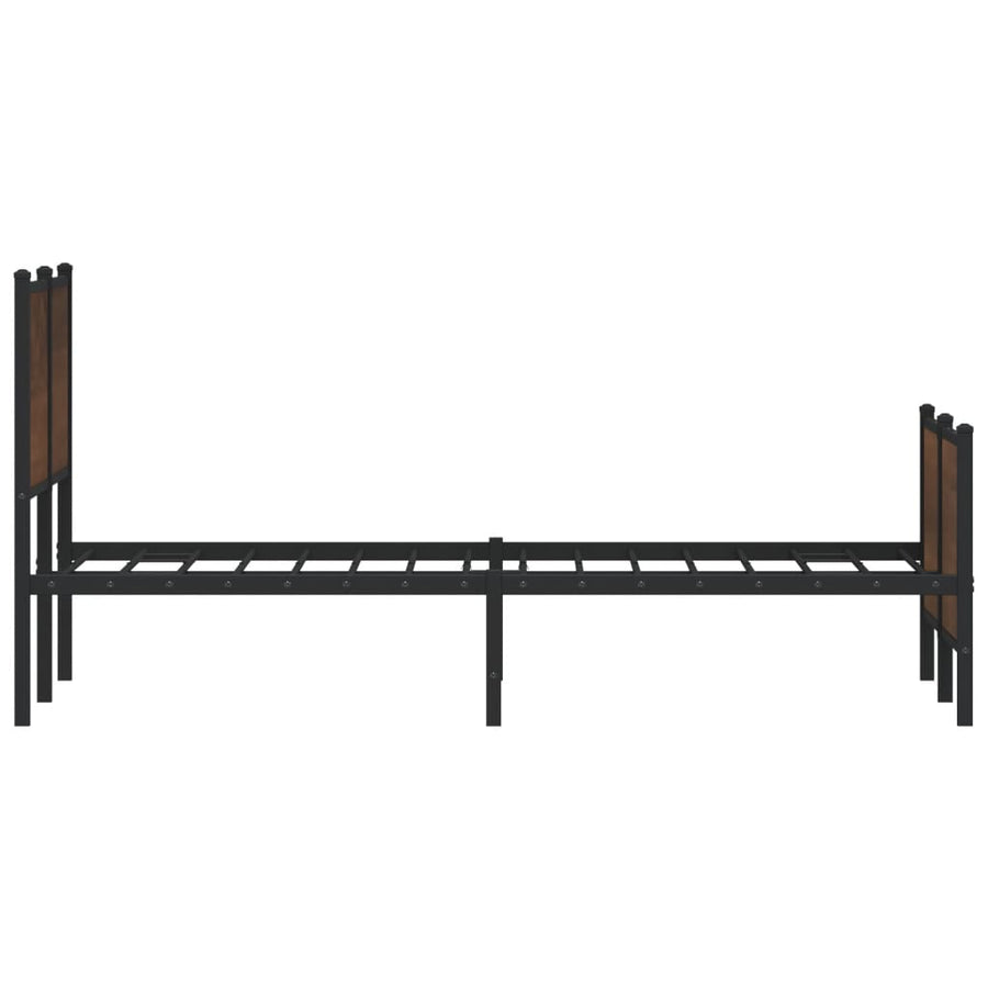 Bedframe hoofd- en voeteneinde metaal bruin eiken 120x200 cm