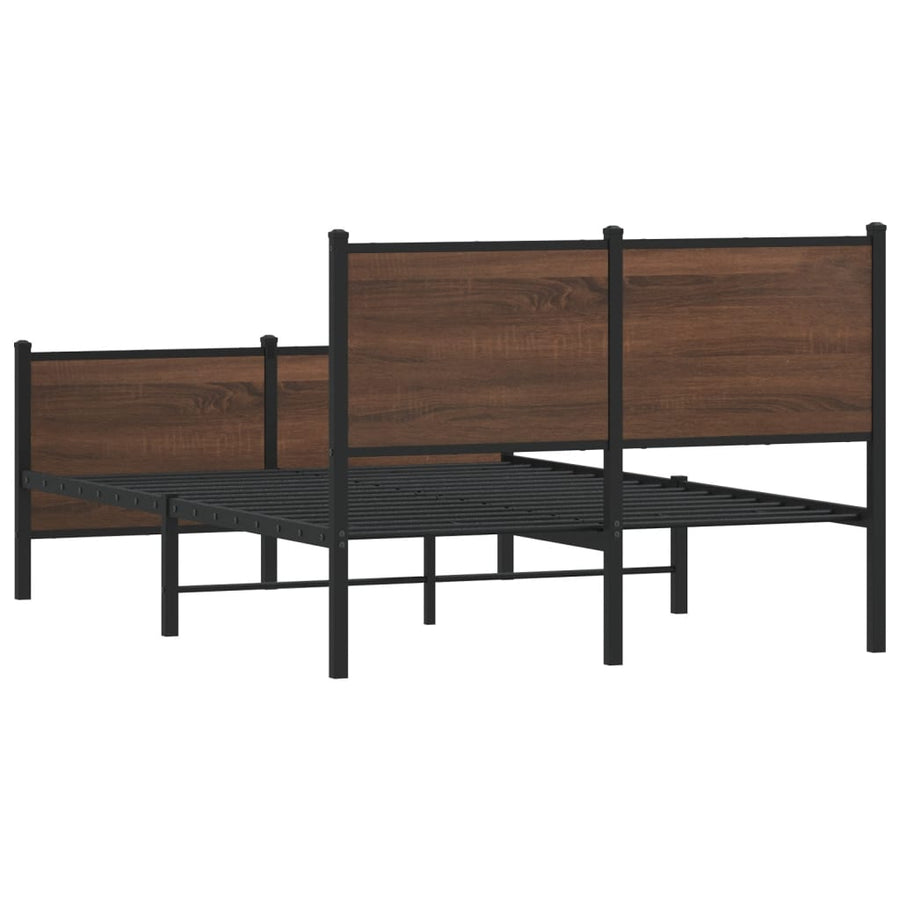 Bedframe hoofd- en voeteneinde metaal bruin eiken 120x200 cm