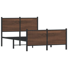 Bedframe hoofd- en voeteneinde metaal bruin eiken 137x190 cm