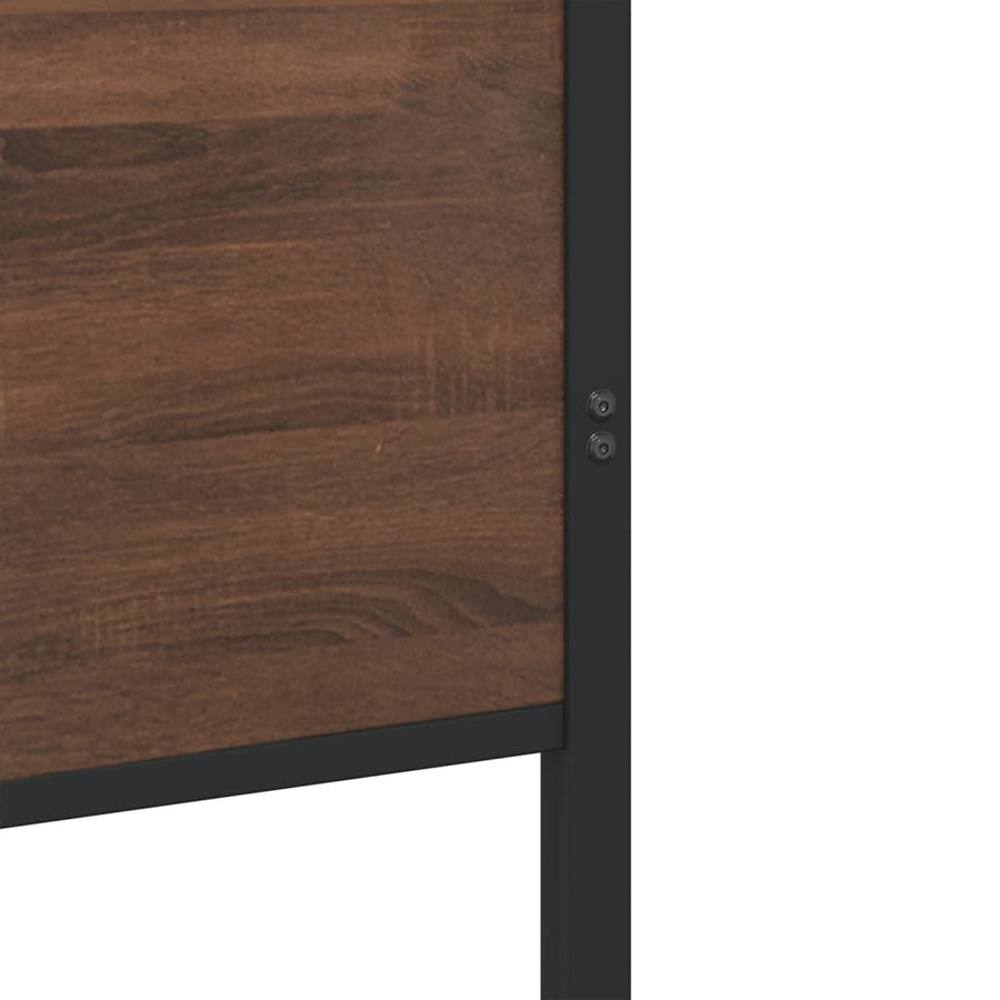 Bedframe hoofd- en voeteneinde metaal bruin eiken 137x190 cm