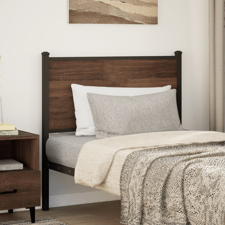 Hoofdbord Bewerkt Hout En Staal Ig 80 cm bruin eikenkleur