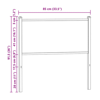 Hoofdbord Bewerkt Hout En Staal Ig 80 cm bruin eikenkleur