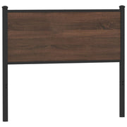 Hoofdbord 100 cm bewerkt hout staal bruin eikenkleurig