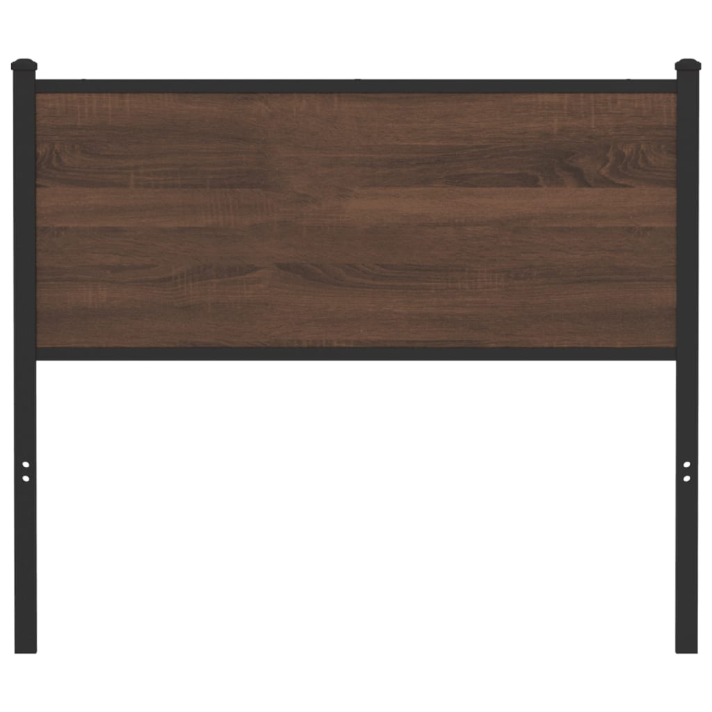 Hoofdbord 100 cm bewerkt hout en staal bruin eikenkleurig
