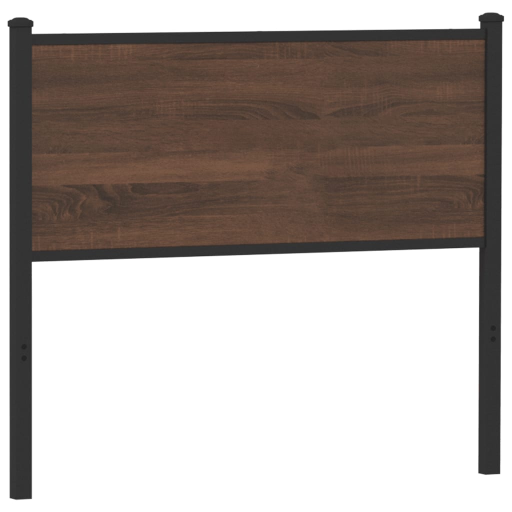 Hoofdbord 100 cm bewerkt hout en staal bruin eikenkleurig