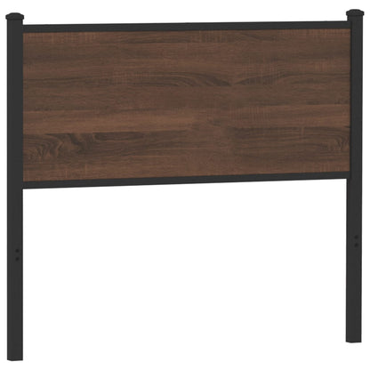 Hoofdbord 100 cm bewerkt hout en staal bruin eikenkleurig