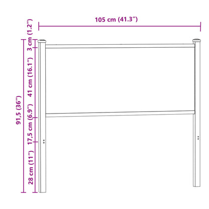 Hoofdbord 100 cm bewerkt hout en staal bruin eikenkleurig