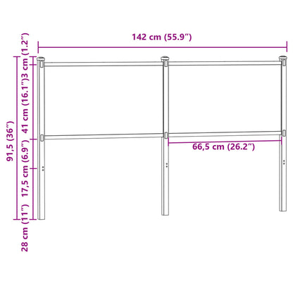 Hoofdbord Bewerkt Hout En Staal Ig 135 cm bruin eikenkleur