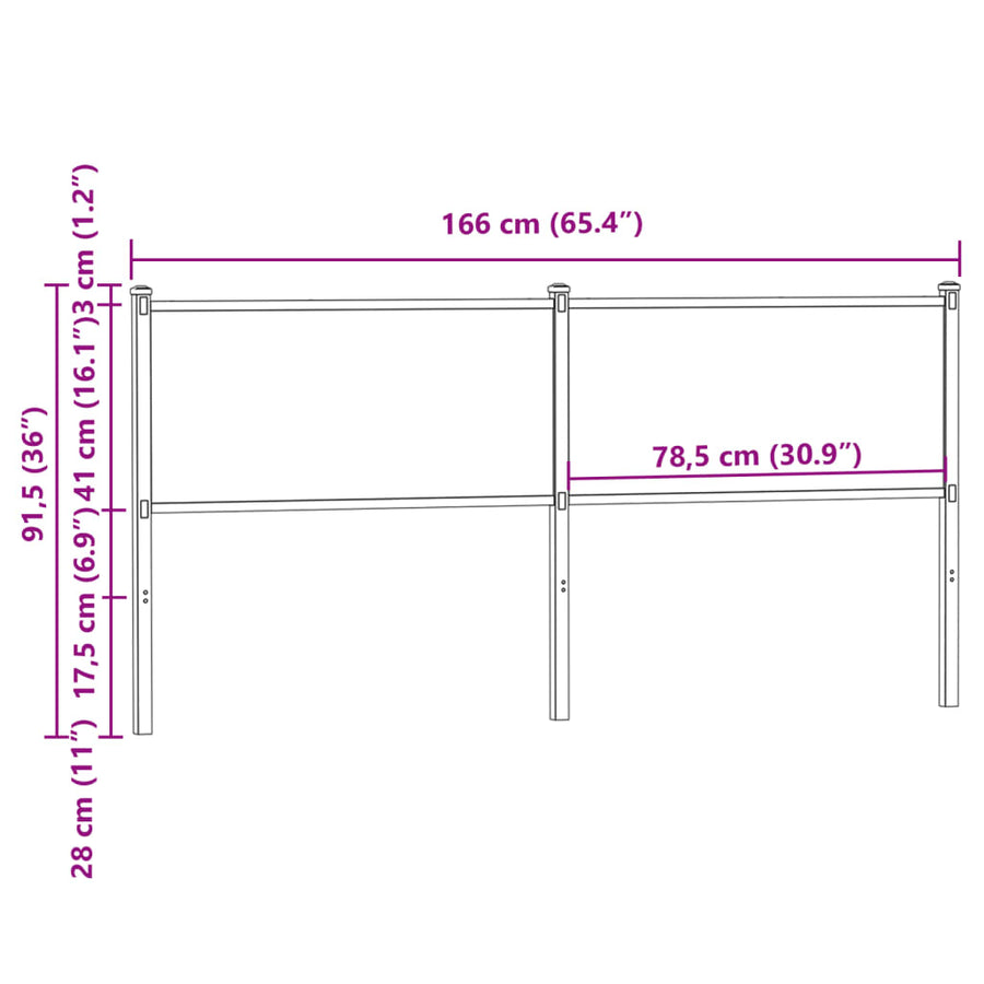 Hoofdbord Bewerkt Hout En Staal Ig 160 cm bruin eikenkleur