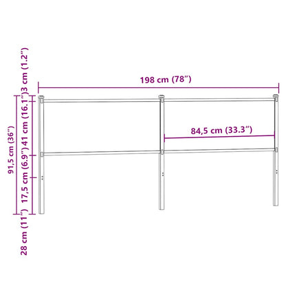 Hoofdbord Bewerkt Hout En Staal Ig 190 cm bruin eikenkleur