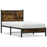 Bedframe 75x190 cm metaal gerookt eiken