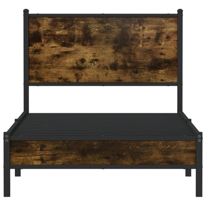 Bedframe met hoofdbord metaal gerookt eikenkleurig 90x190 cm