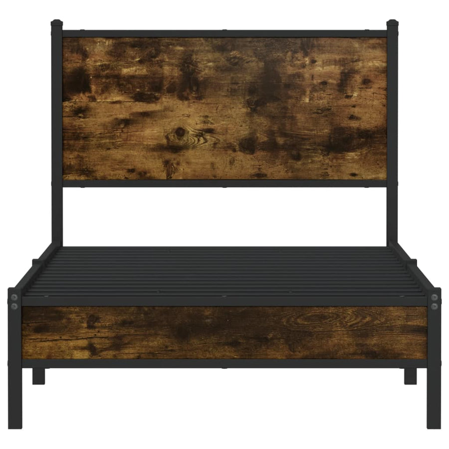 Bedframe met hoofdbord metaal gerookt eikenkleurig 90x190 cm
