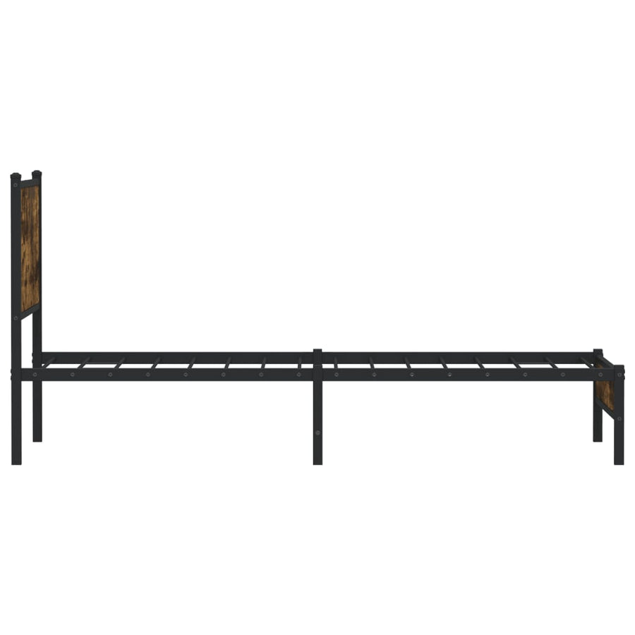 Bedframe met hoofdbord metaal gerookt eikenkleurig 90x190 cm