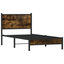 Bedframe met hoofdbord metaal gerookt eikenkleurig 90x200 cm