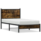 Bed frame without mattress metal smoked oak-colored 90x200 cm