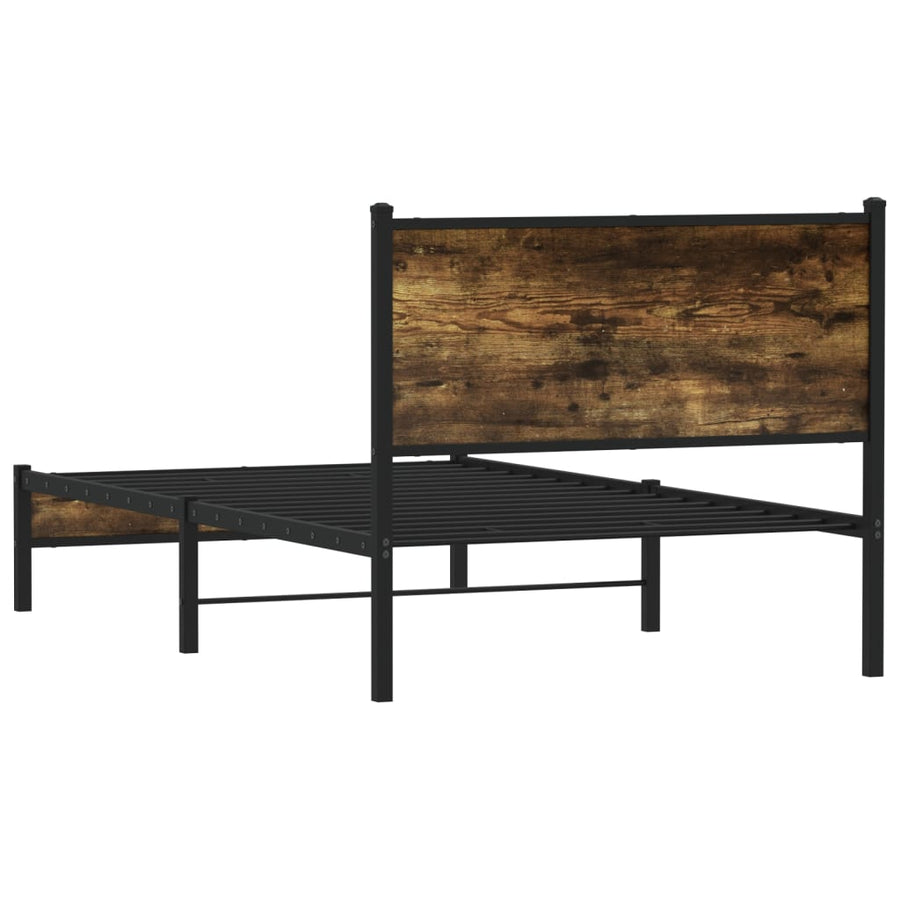 Bedframe zonder matras metaal gerookt eikenkleurig 100x190 cm