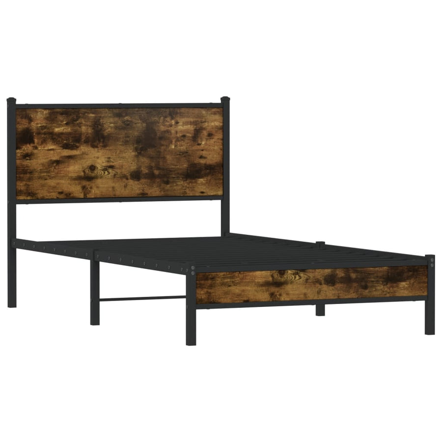 Bedframe met hoofdbord metaal gerookt eikenkleurig 100x200 cm