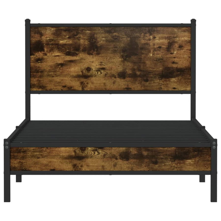 Bedframe met hoofdbord metaal gerookt eikenkleurig 100x200 cm