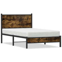Bedframe met hoofdbord metaal gerookt eikenkleurig 107x203 cm