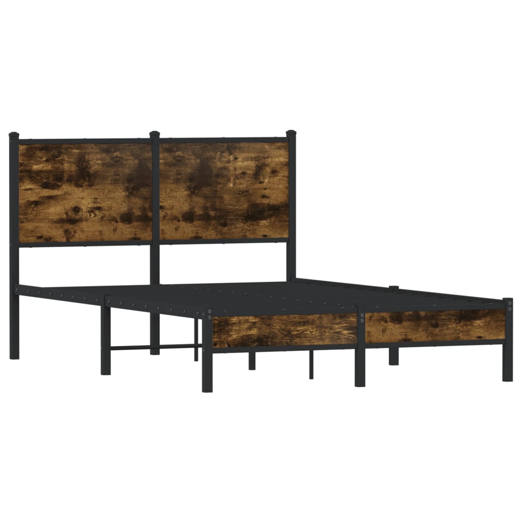 Bedframe met hoofdbord metaal gerookt eikenkleurig 120x200 cm